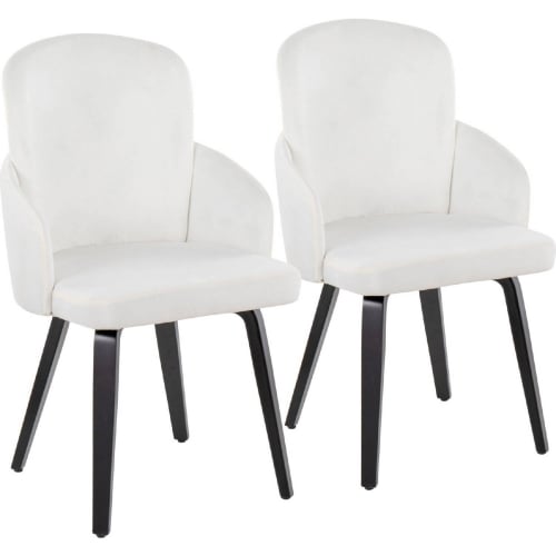 Dahlia Dining Chair in Black Wood, Gold & Cream Velvet (Set of 2)